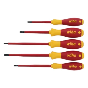 Set de 5 Destornilladores Wiha SoftFinish Aislados – Planos, Phillips y Square